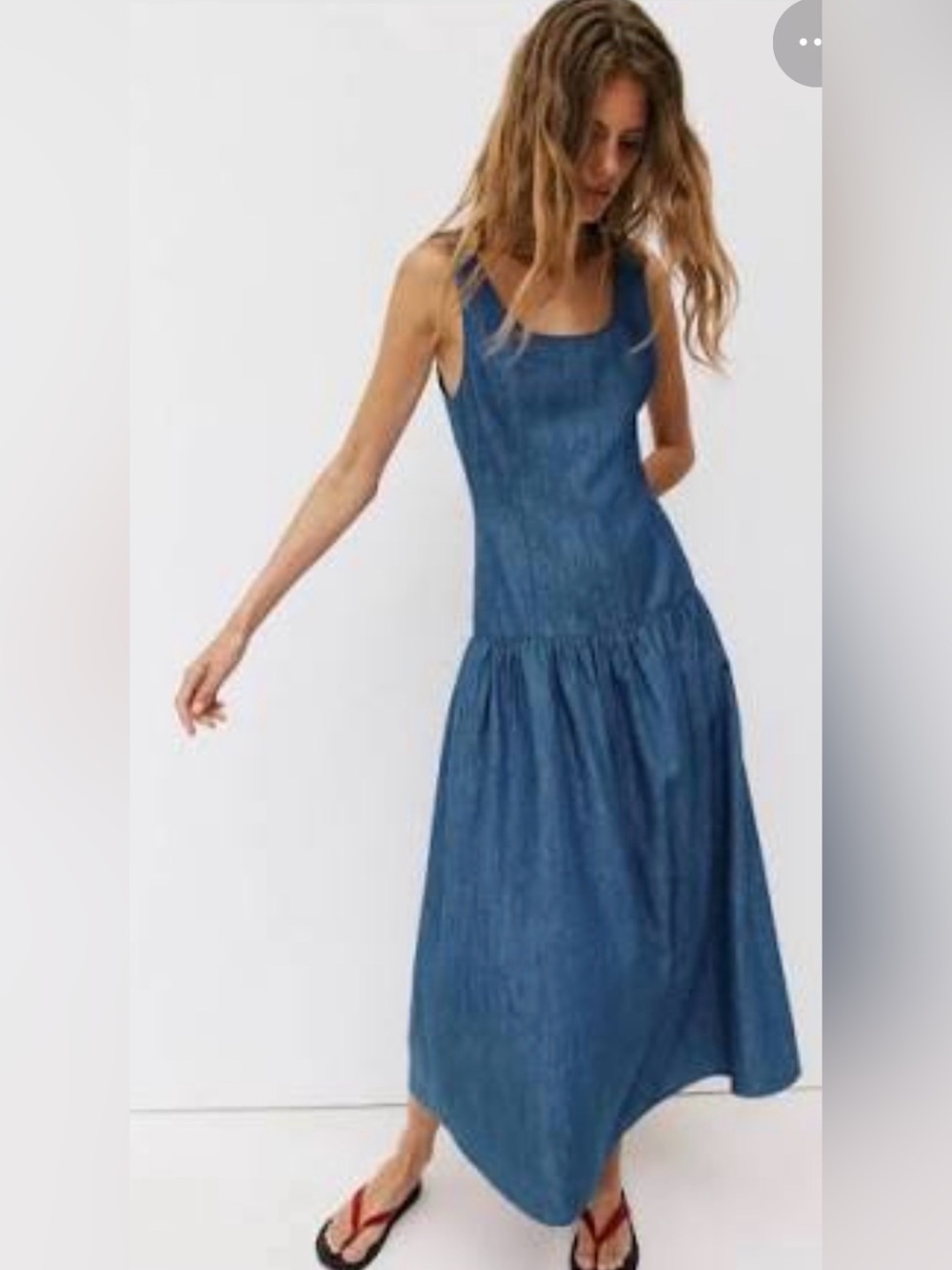 Zara Denim Blue Sleeveless Midi Dress